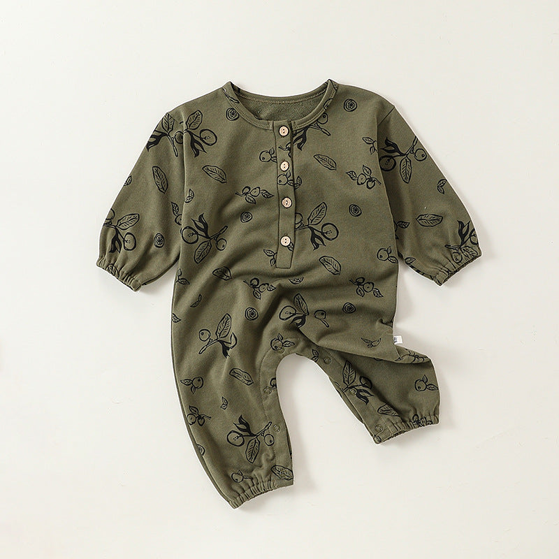 Patterned Long-Sleeve Romper