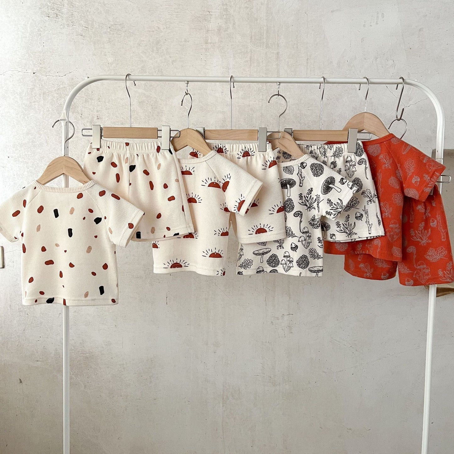 Waffle Fabric Shorts Set