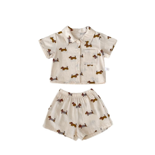 Pattern Top Shirt and Shorts Clothing Set