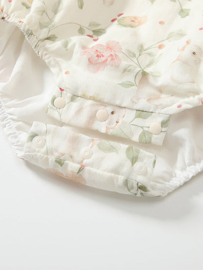 Spring Arrival Floral Romper with Hat Set