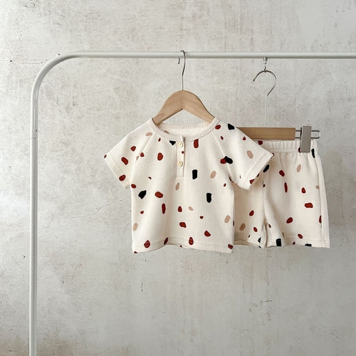 Waffle Fabric Shorts Set
