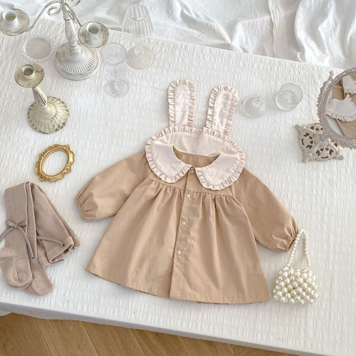 Rabbit Long Sleeve Dress with Collar