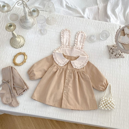 Rabbit Long Sleeve Dress with Collar