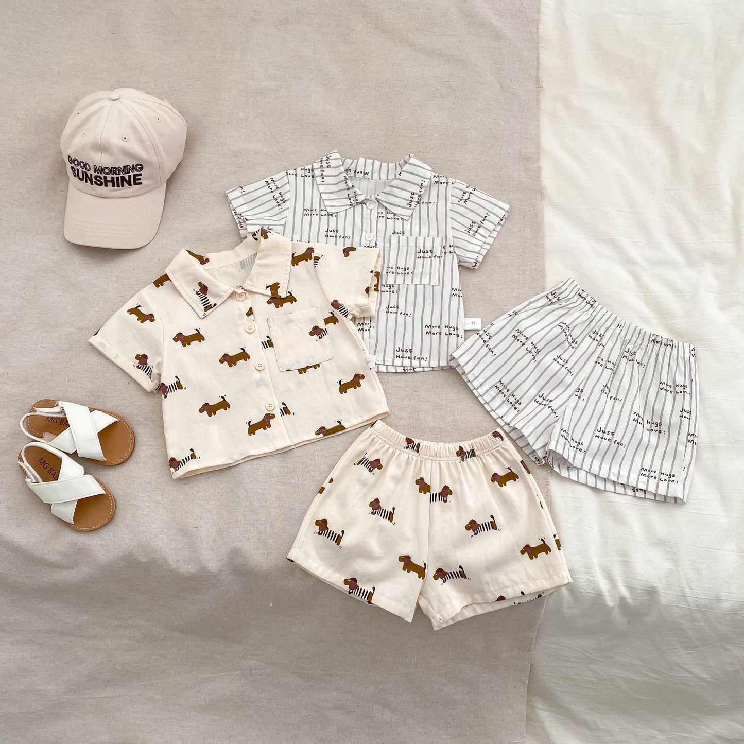 Pattern Top Shirt and Shorts Clothing Set