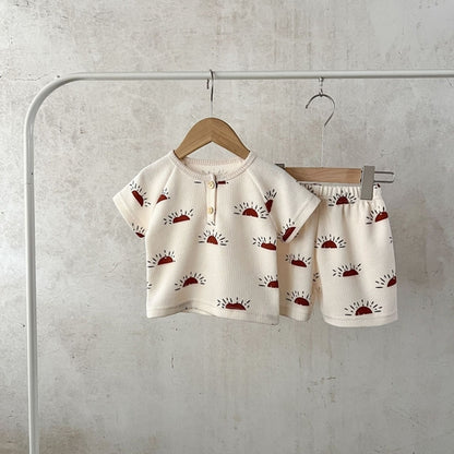 Waffle Fabric Shorts Set