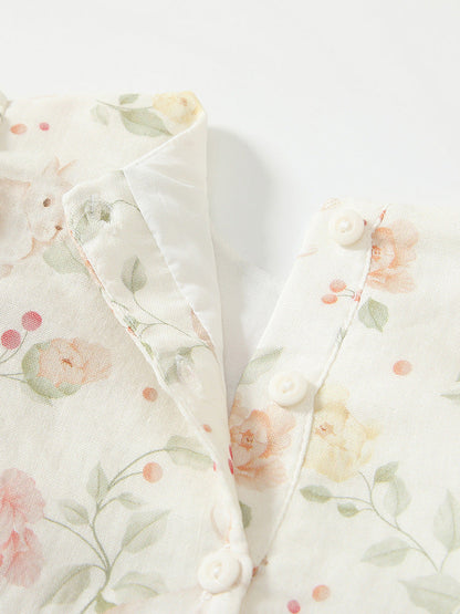 Spring Arrival Floral Romper with Hat Set