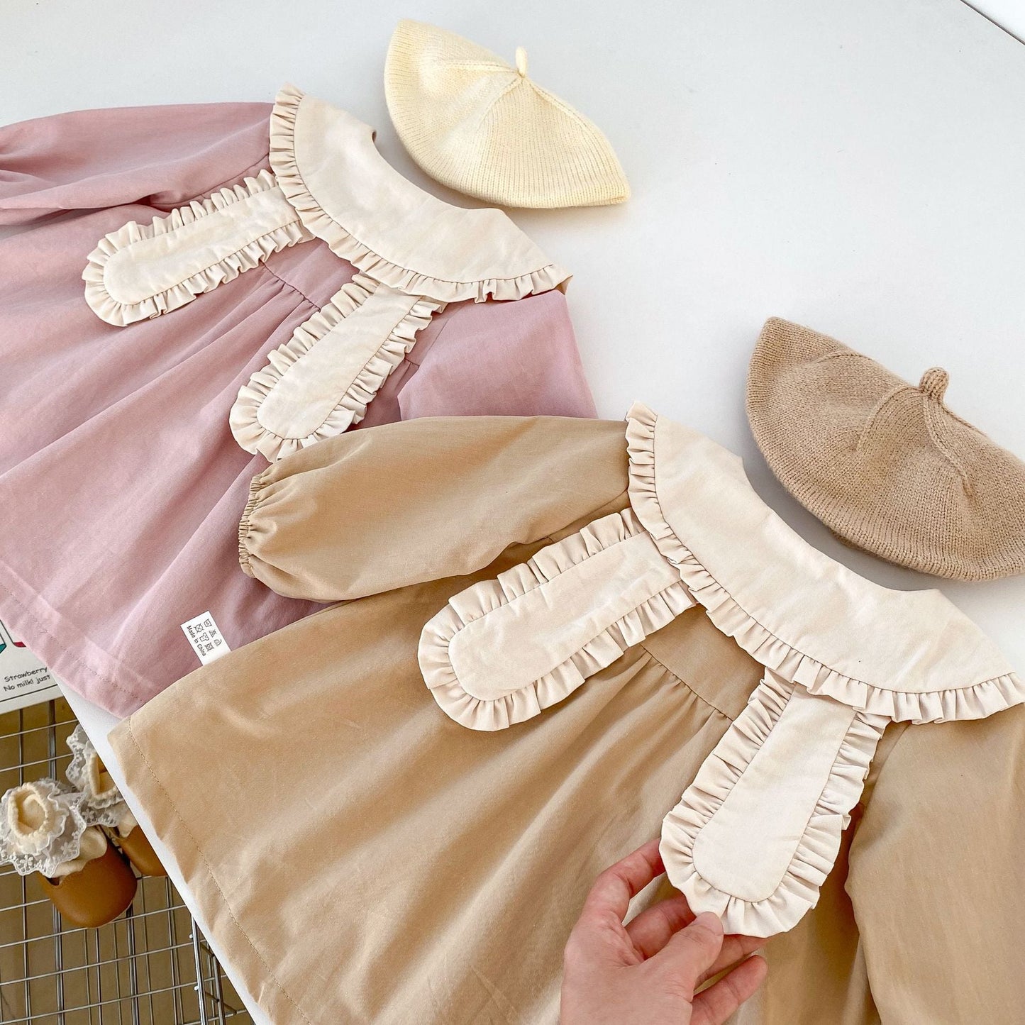 Rabbit Long Sleeve Dress with Collar