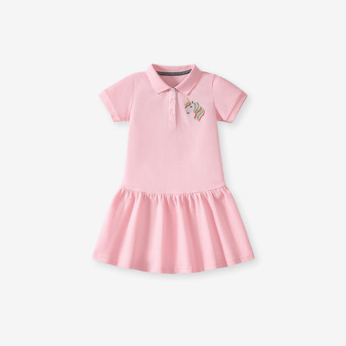 Short Sleeve Pink Collar Dress