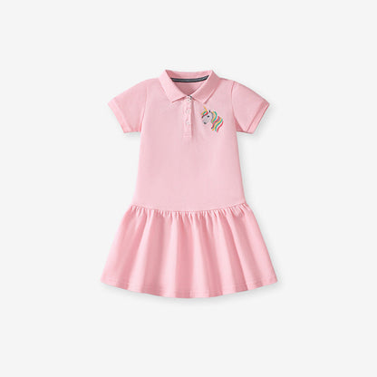 Short Sleeve Pink Collar Dress