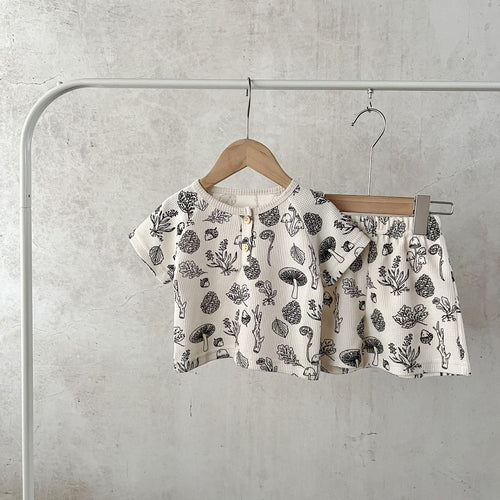 Waffle Fabric Shorts Set