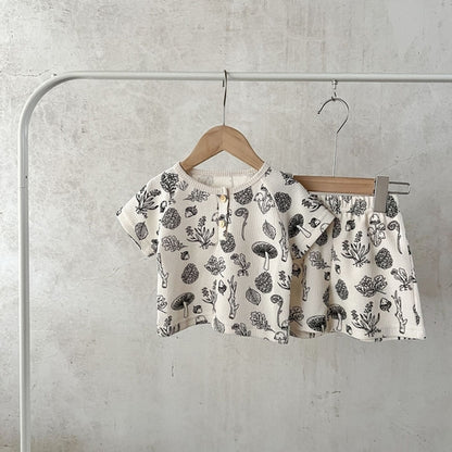 Waffle Fabric Shorts Set