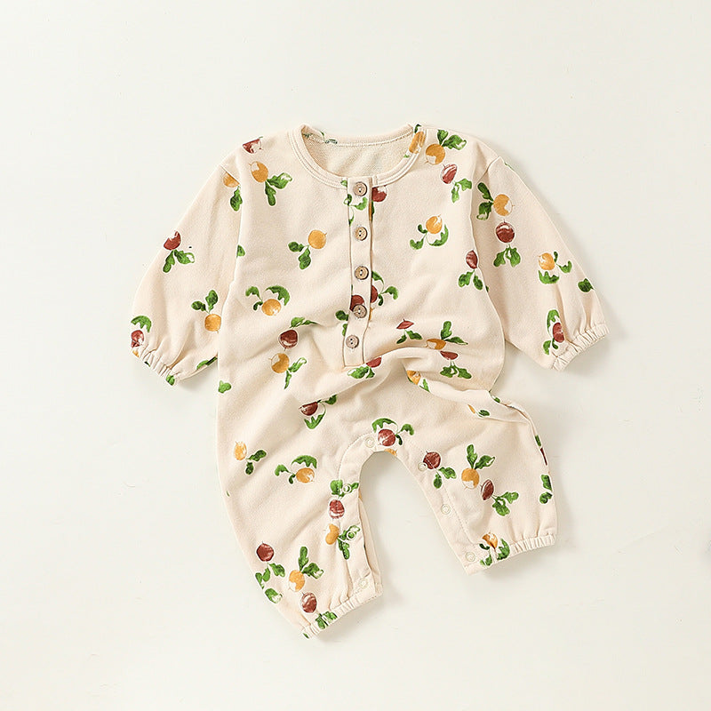 Patterned Long-Sleeve Romper