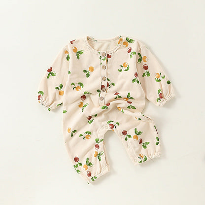 Patterned Long-Sleeve Romper