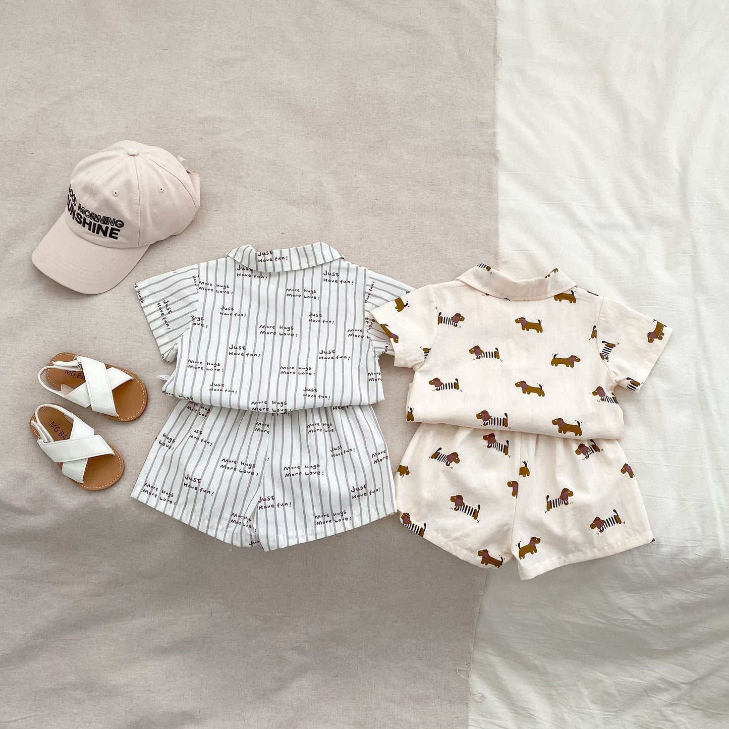 Pattern Top Shirt and Shorts Clothing Set