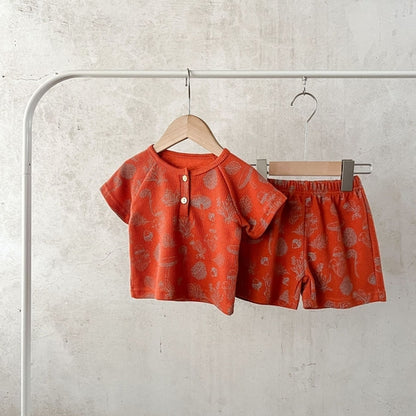 Waffle Fabric Shorts Set