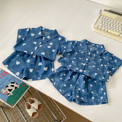 Denim Style Print Set