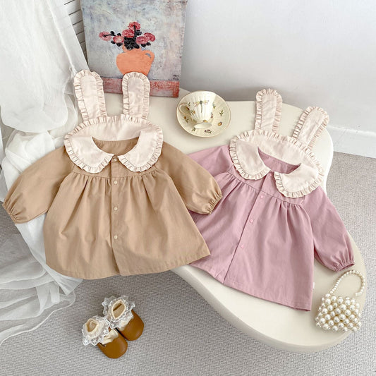Rabbit Long Sleeve Dress with Collar
