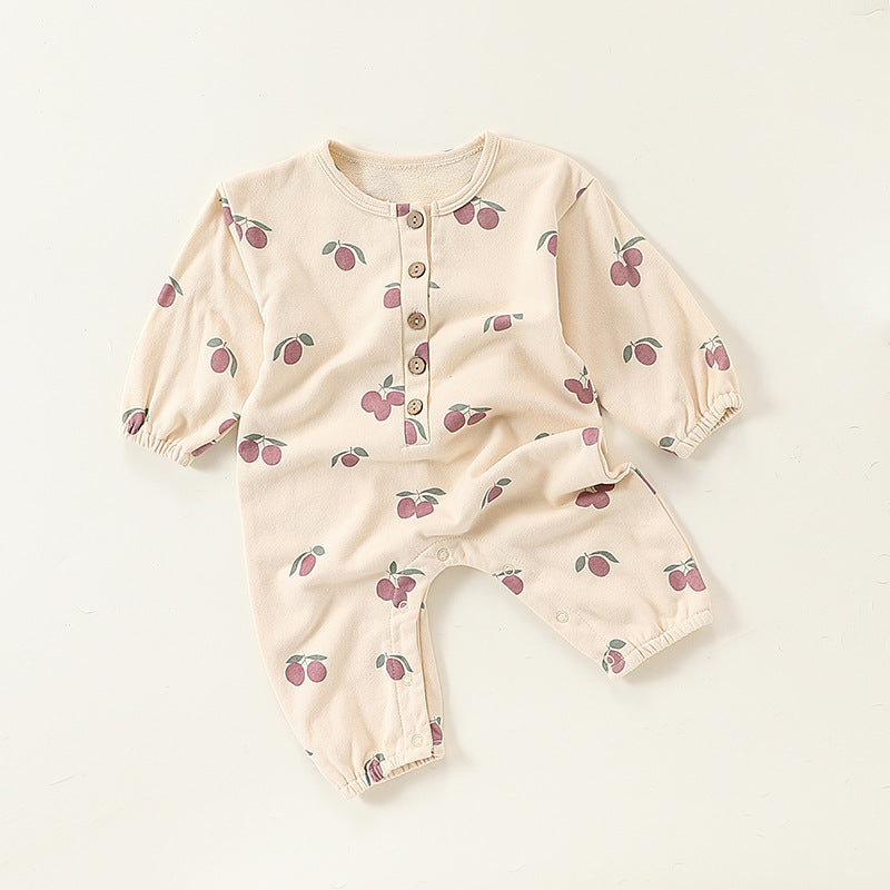 Patterned Long-Sleeve Romper