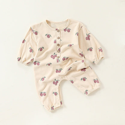 Patterned Long-Sleeve Romper