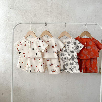Waffle Fabric Shorts Set
