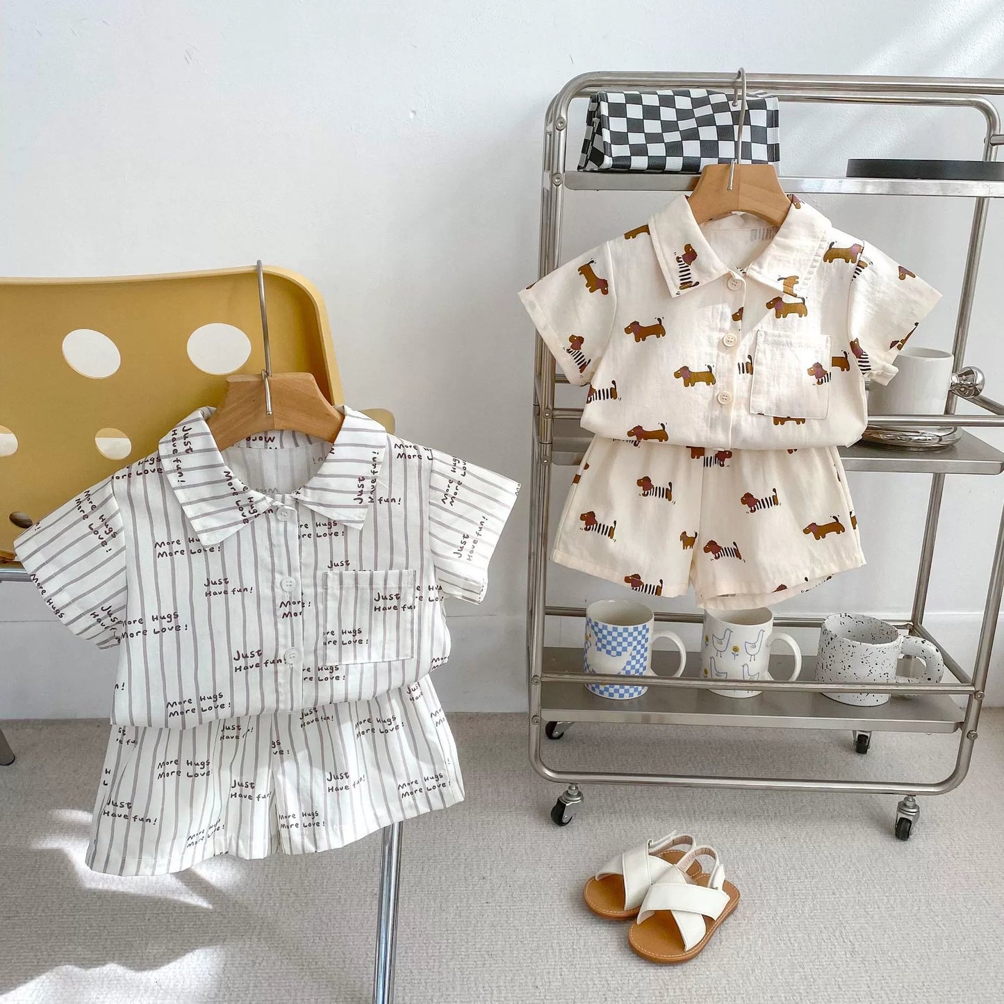 Pattern Top Shirt and Shorts Clothing Set