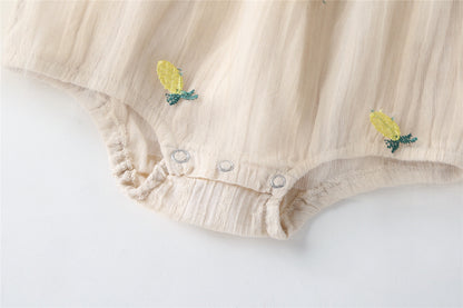 Embroidered Mesh Overlay Flounce Onesie