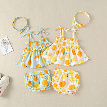 Lemon Sleeveless Dress with Bloomers