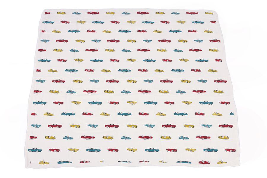 Vintage Muscle Cars and Motorcycles Bamboo Muslin Newcastle Blanket