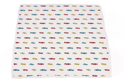 Vintage Muscle Cars and Motorcycles Bamboo Muslin Newcastle Blanket
